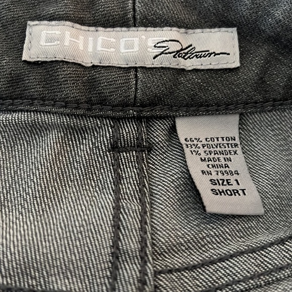 Chico’s‎ Platinum washed gray 5 pocket slim leg jeans Sz 8 short - Picture 8 of 9
